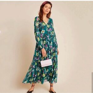 Anthropologie Floral Long Sleeve Dress